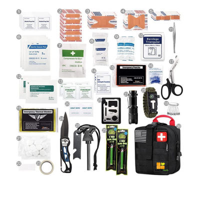 خرید ISO13485 کیت کمک های اولیه ایمنی در فضای باز کیسه چرخ دنده کیت بقای اضطراری در فضای باز تولید آنلاین