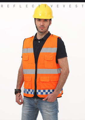 خرید جلیقه ایمنی بازتابنده جلیقه نارنجی 100% پلی استر کارگر مقاوم در برابر شعله جلیقه Hi Vis برای ایمنی شخصی تولید آنلاین