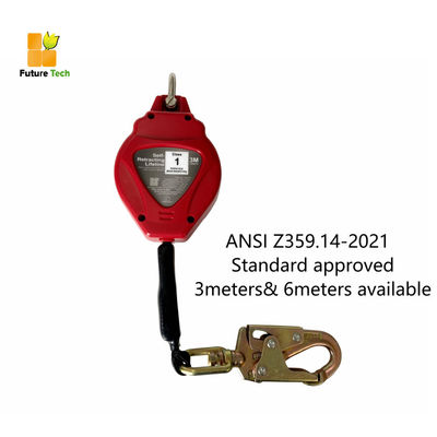 خرید ANSI Z359.14-2021 گواهینامه بازدارنده سقوط قابل باز کردن با قدرت ثابت 16KN و طول 3-6 متر برای سیستم بازدارنده سقوط تولید آنلاین