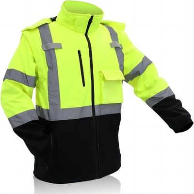 قیمت خوب کت بازتاب دهنده ایمنی ضد آب 55 اینچی با هود قابل برداشت و آستین مطابق با ANSI / ISEA 107-2015 کلاس 2 آنلاین